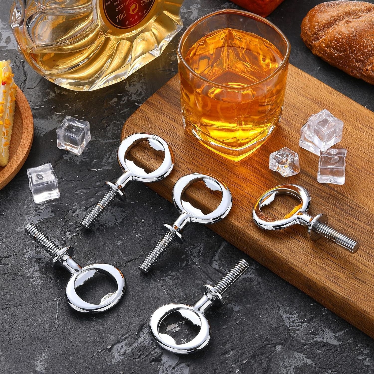 Metal Bottle Opener Kit Blank Bottle Opener Stainless Steel Bottle Opener Inserts Hardware for Valentine'S Day Wedding Wine Party DIY Project Craft Wood Turning (Silver,7 Pieces)