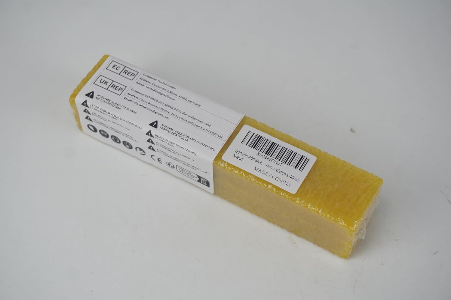 1-1/2 X 1-1/2 X 8" Inch Abrasive Cleaning Eraser Stick - Ideal for Revitalizing Abrasive Sanding Belts, Sanding Discs, Rough Tape and Shoe - Crafted from Natural Rubber for Effective Cleaning
