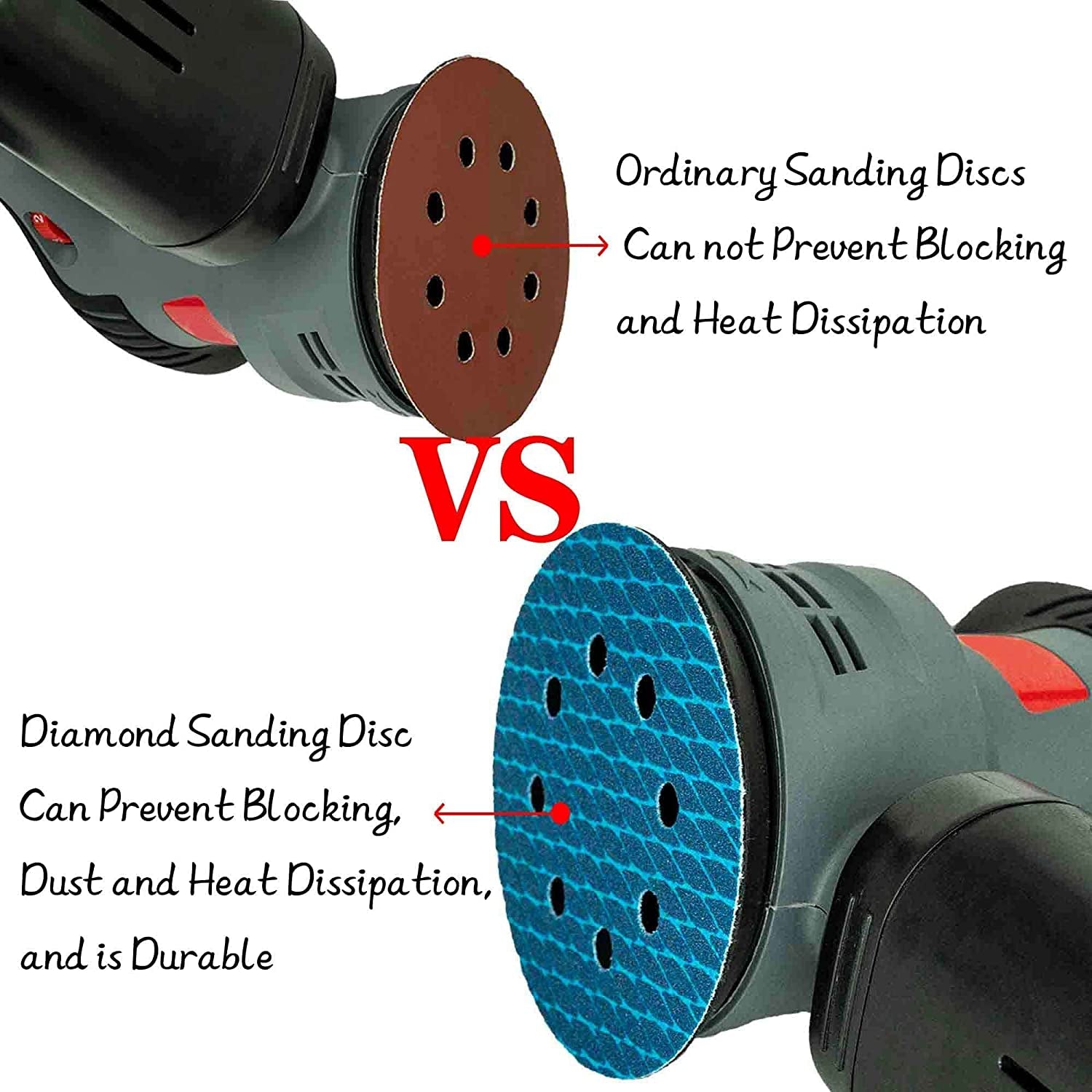 Orbital Sander Sandpaper 5 Inch 8 Hole Sanding Disc Hook and Loop Pads Sand Paper 320 Grit for Wood Metal 70 PCS Blue Aluminum Oxide anti Blocking Rhombus Sanding Discs