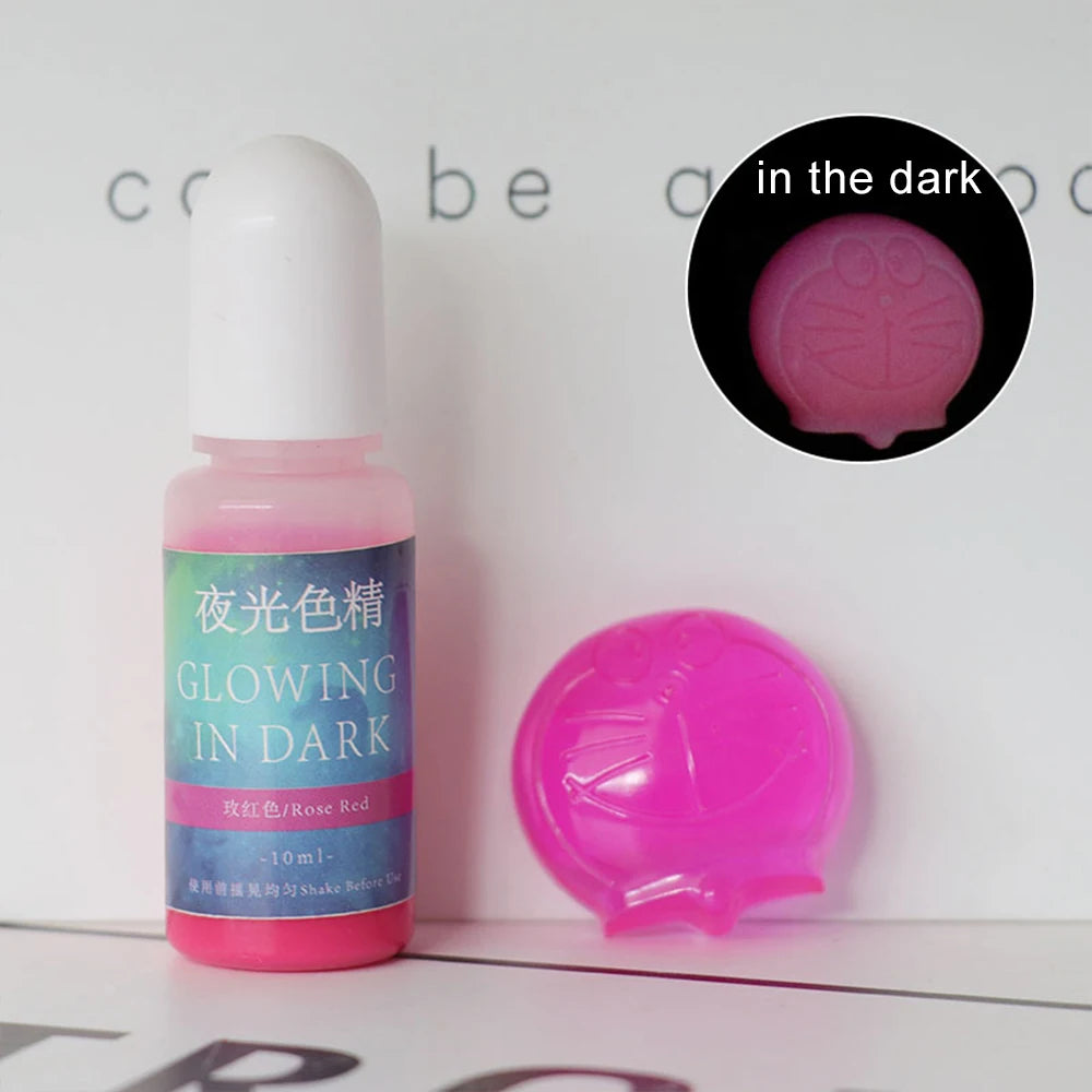 20 Colors 10Ml Fluorescent Pigment Luminous Paint Resin Dye UV Resin Coloring Epoxy Resin Pigment Glow in Night for DIY Crafts