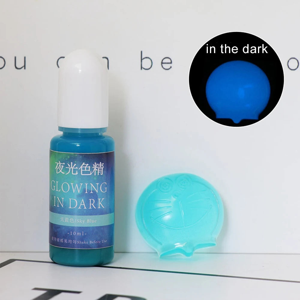 20 Colors 10Ml Fluorescent Pigment Luminous Paint Resin Dye UV Resin Coloring Epoxy Resin Pigment Glow in Night for DIY Crafts