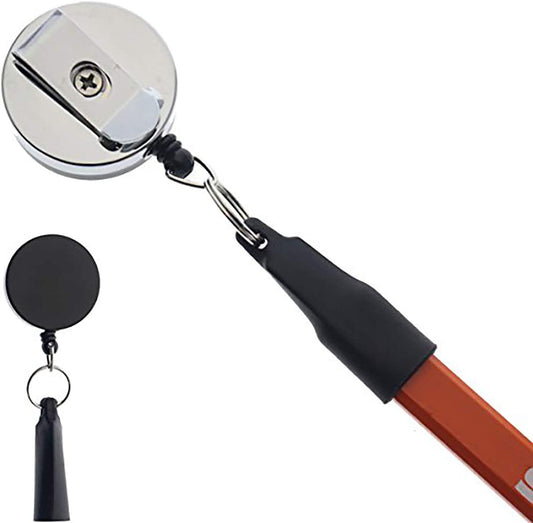 2 Pack - Heavy Duty Retractable Pull Pen Holder - Ideal for Markers & Carpenter Pencils - Thick Nylon Cable, Self Retracting Reel & Tight Metal Belt Clip by Reel-N-Rite