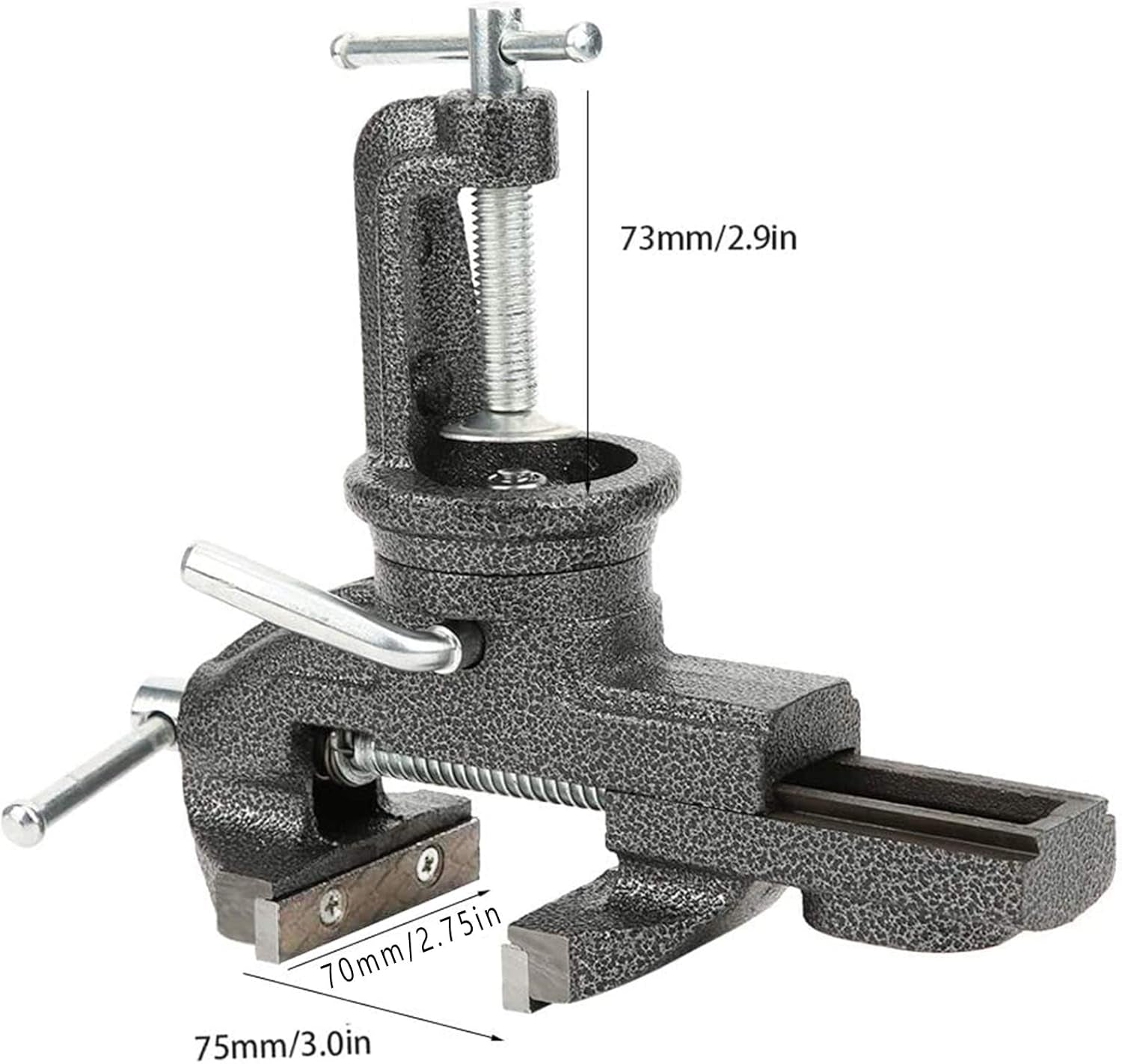 Universal 3 Inch Table Vise, 360° Rotating Swivel Base Bench Vise Heavy Duty Woodworking Clamps Home Vise Clamp-On Vise Movable Work Bench Vise for Woodworking, Black