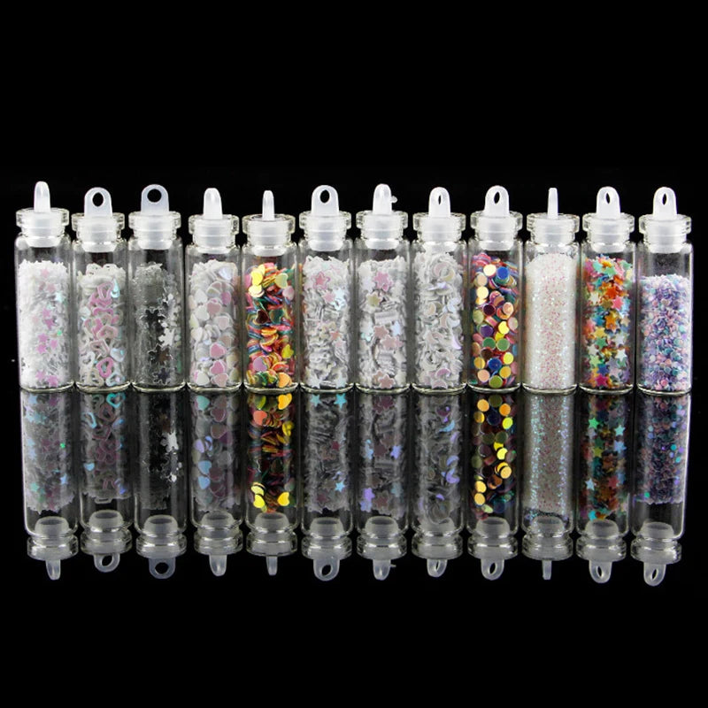 12Bottle Resin Filler Glitter Flakes Sequins Resin Glitter Powder Set Kit Clay Filling Epoxy Resin Silicone Mold Making DIY