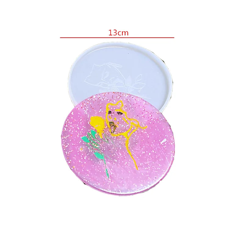 Mandala Epoxy Resin Mold round Tray Cup Mat Casting Silicone Mould DIY Crafts Home Decoration Making Tool Moldes