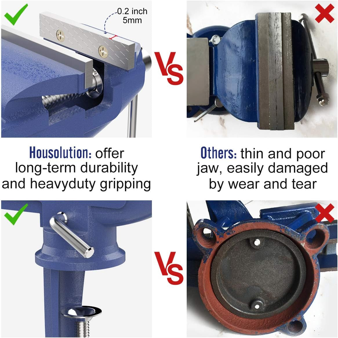 Universal Table Vise 3 Inch, 360°Swivel Base Bench Clamp Home Vise Clamp-On Vise Repair Tool Portable Work Bench Vise for Woodworking, Cutting Conduit, Drilling, Metalworking - Blue