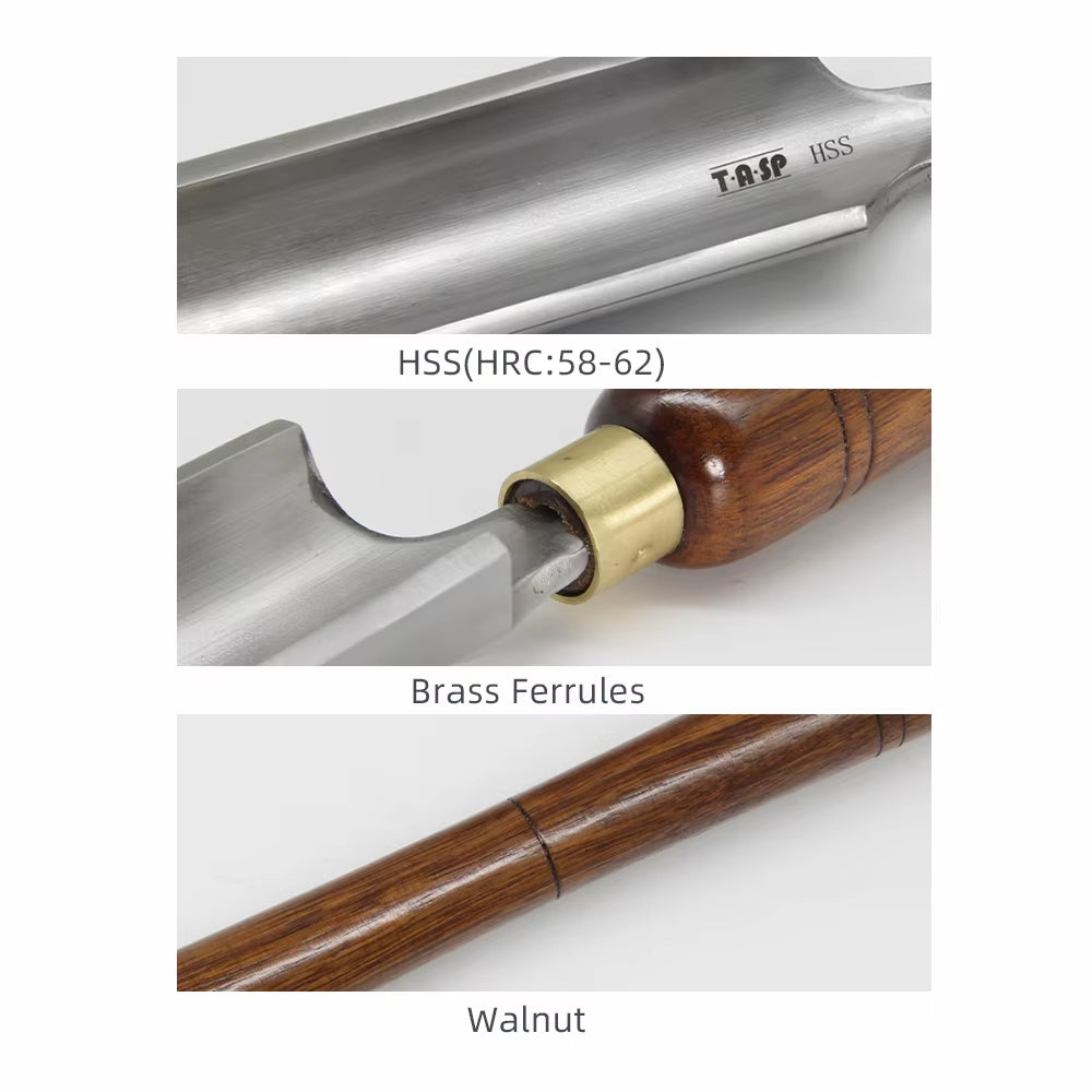 HSS Woodturning Gouge Wood Lathe Turning Tools Spindle Bowl Carpentry Chisel with Walnut Handle for Woodworking