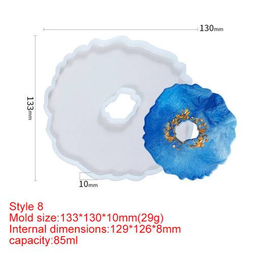 1PC DIY Coaster Tray Mirror Silicone Resin Mold for Table Decoration UV Resin Mold Epoxy Resin Art Supplies Resin Mold DIY