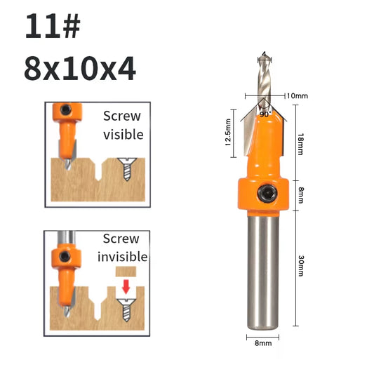 8MM Shank Hss Countersink Router Bit Screw Extractor Woodworking Milling Cutter for Wood
