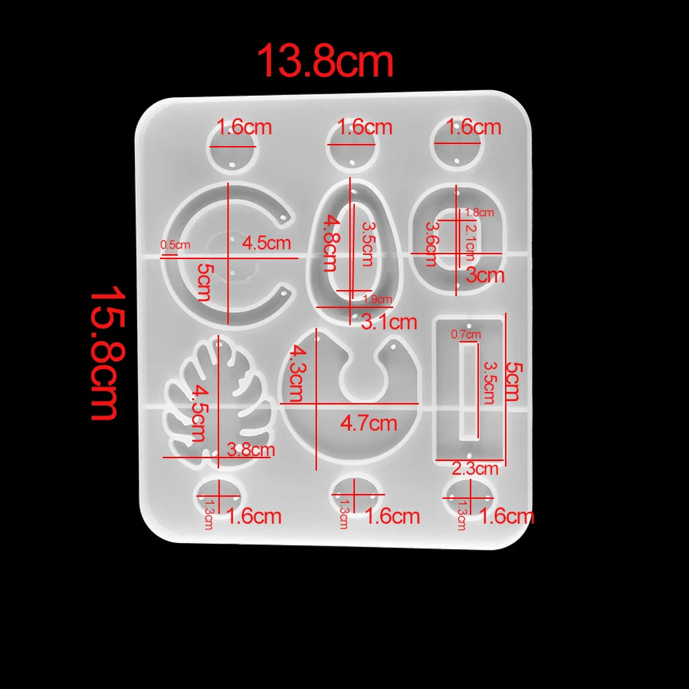 Crystal Epoxy Resin Mold Earring Pendant Resin Molds Silicone Mold for DIY UV Resin Epoxy Dried Flower Jewelry Making Mould Tool