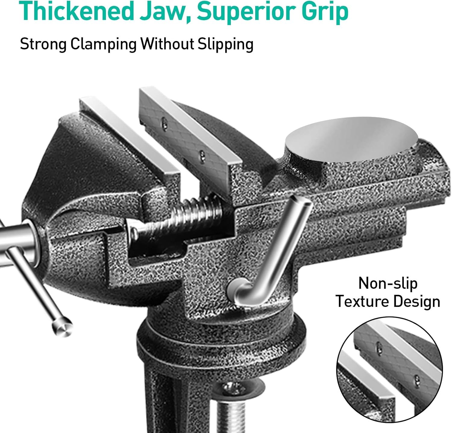 Universal 3 Inch Table Vise, 360° Rotating Swivel Base Bench Vise Heavy Duty Woodworking Clamps Home Vise Clamp-On Vise Movable Work Bench Vise for Woodworking, Black