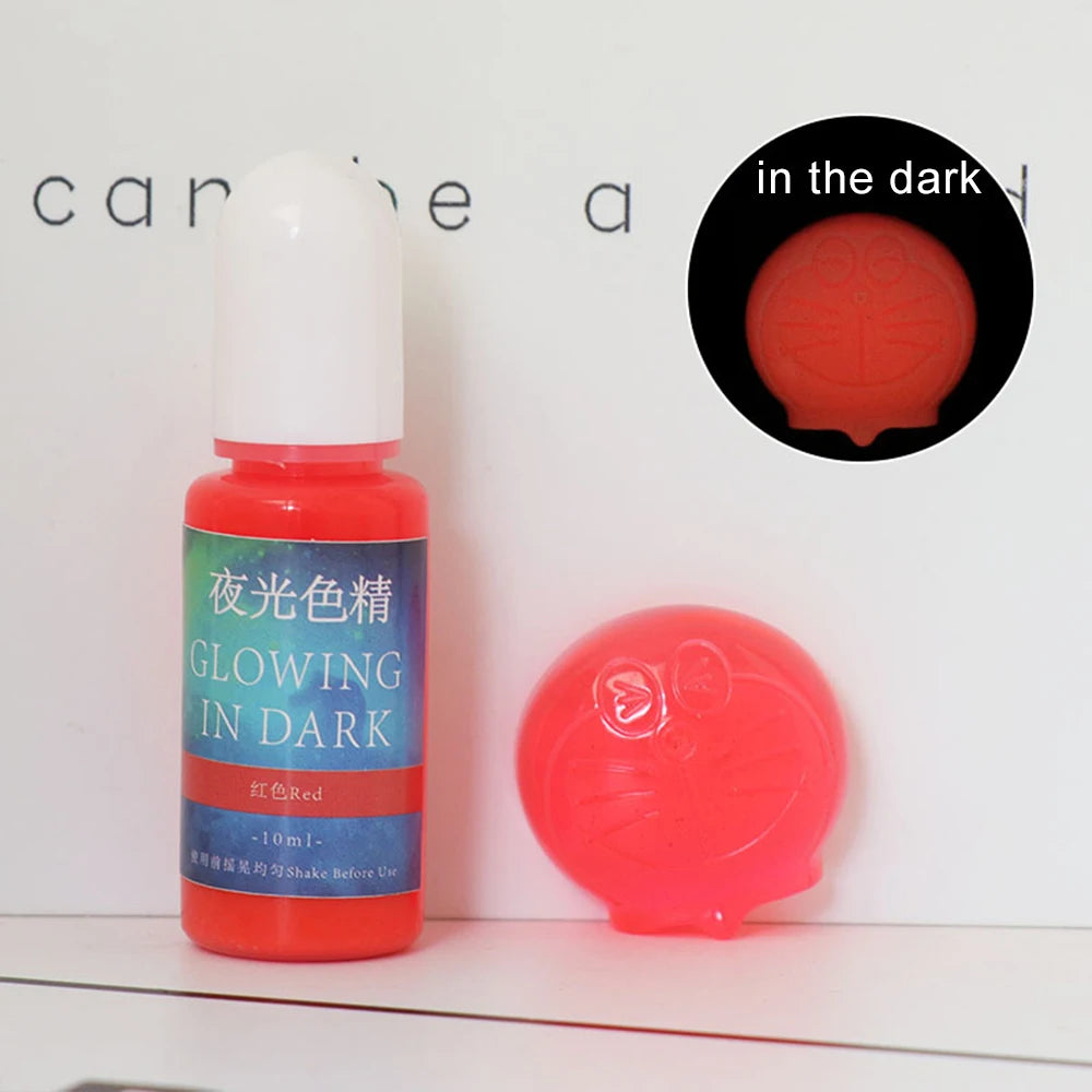 20 Colors 10Ml Fluorescent Pigment Luminous Paint Resin Dye UV Resin Coloring Epoxy Resin Pigment Glow in Night for DIY Crafts