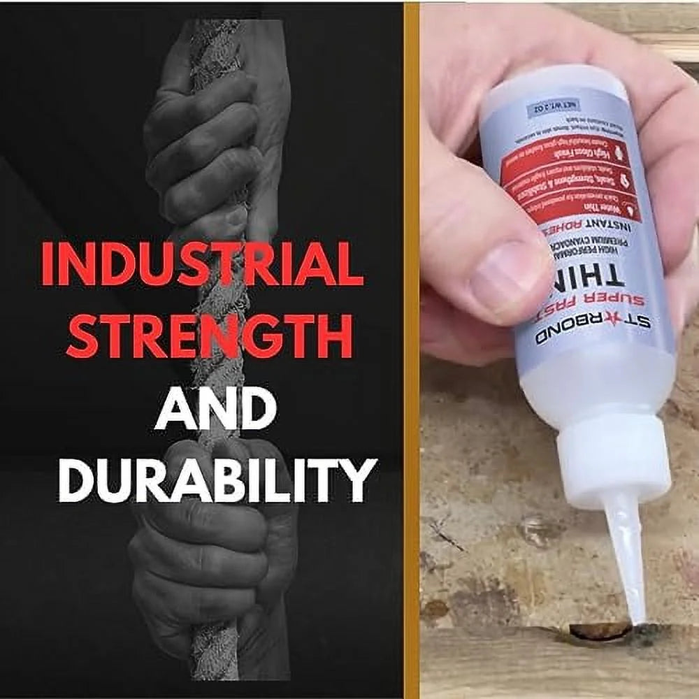Super Fast Thin CA Glue 2 Oz, Premium Cyanoacrylate for Woodworking, Woodturning, Clear