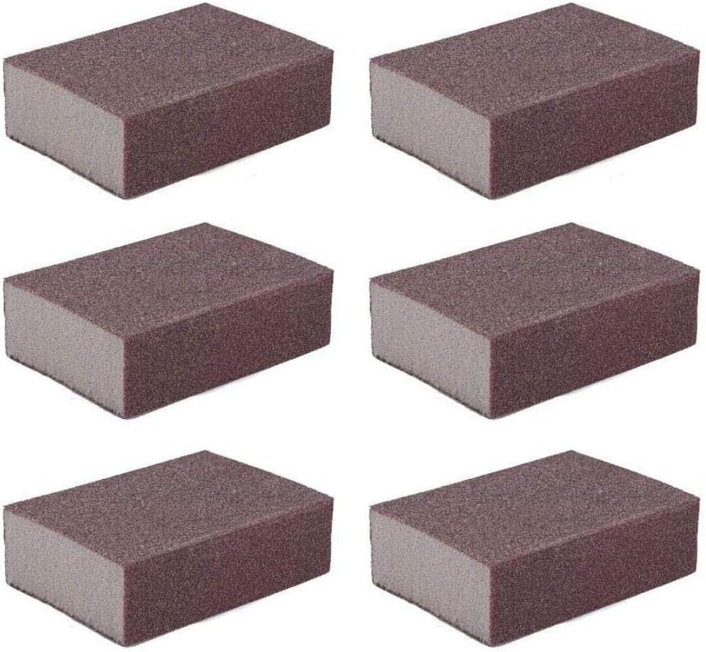 Sponge Emery Cloth Sandpaper Blocks Buffing Diamond Polishing Pads Hand Sanding Tool 6Pcs (220 Grit)