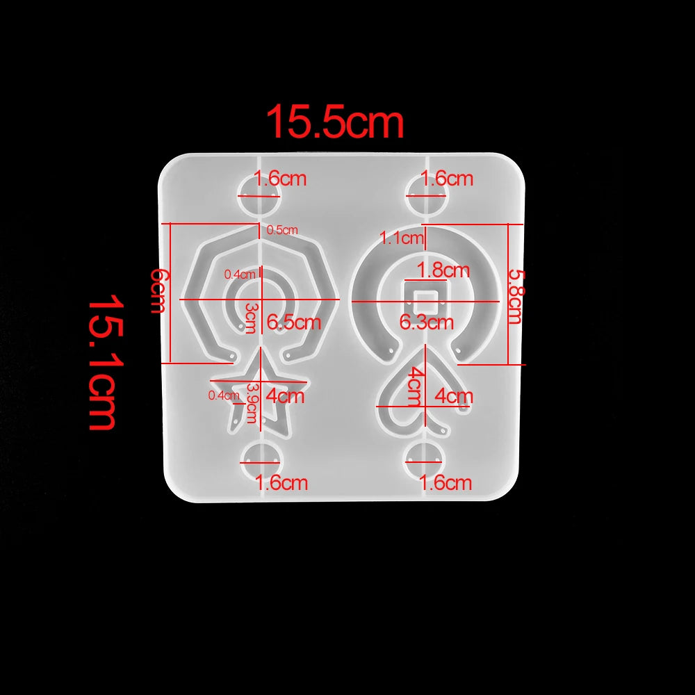 Crystal Epoxy Resin Mold Earring Pendant Resin Molds Silicone Mold for DIY UV Resin Epoxy Dried Flower Jewelry Making Mould Tool