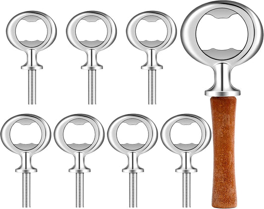 Metal Bottle Opener Kit Blank Bottle Opener Stainless Steel Bottle Opener Inserts Hardware for Valentine'S Day Wedding Wine Party DIY Project Craft Wood Turning (Silver,7 Pieces)