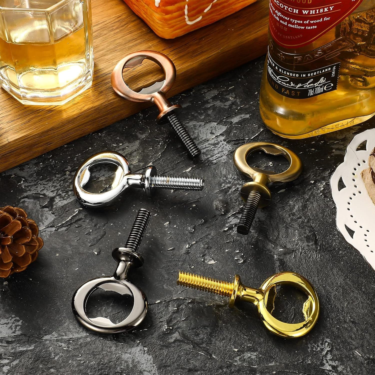 Metal Bottle Opener Blank Stainless Steel Flat Bottle Opener Inserts Kit Threaded Beer Opener Hardware for Valentine'S Day Wedding Wine Party Wood Turning DIY Handmade Project Craft (10 Pieces)