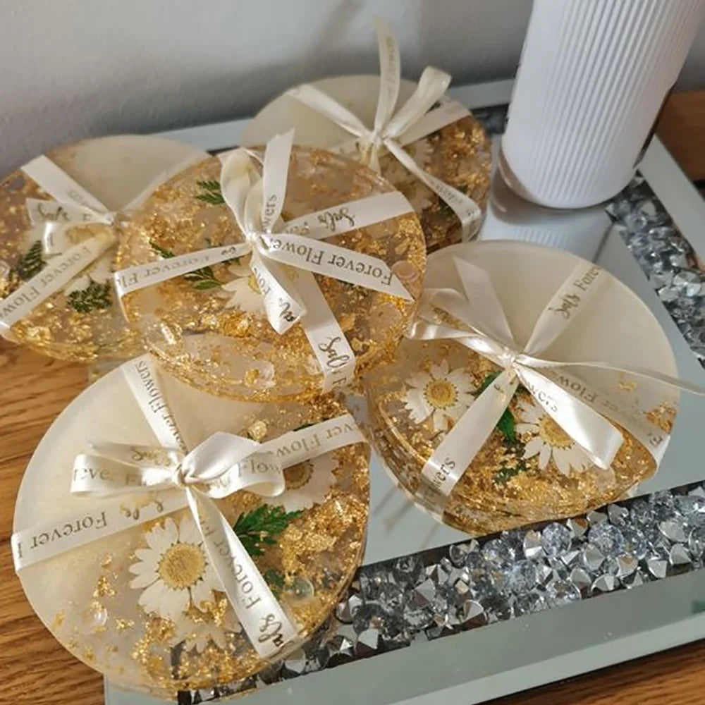 Epoxy Resin 16Oz Resin Kit with Resin Coaster Molds and Holder, Resin Pigment, Guiltter, Gold Flakes