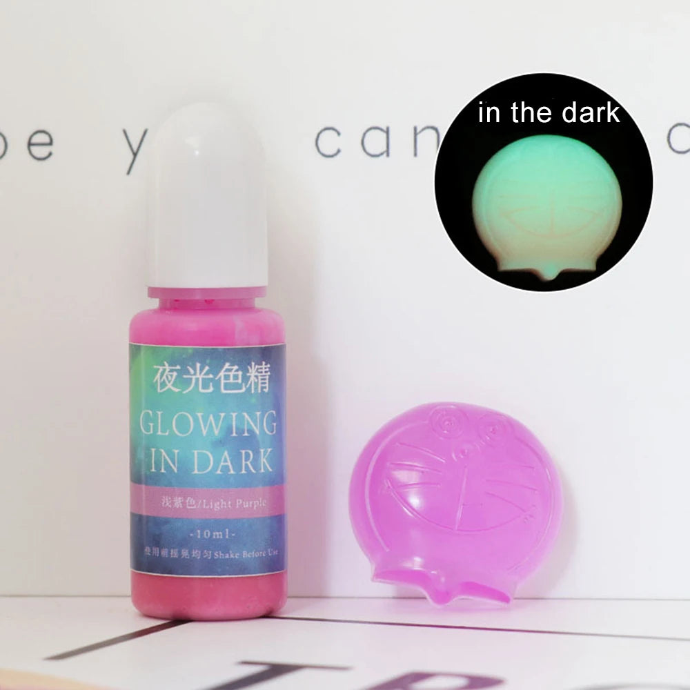 20 Colors 10Ml Fluorescent Pigment Luminous Paint Resin Dye UV Resin Coloring Epoxy Resin Pigment Glow in Night for DIY Crafts
