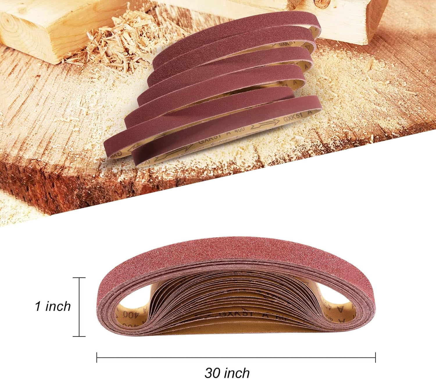 Sanding Belts 1×30-Inch Sanding Belt Belt Sander Belt Sander Paper, (4 Each of 60, 80, 120,150,240,400 Grits) Aluminum Oxide 24PCS