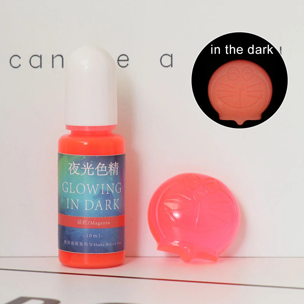 20 Colors 10Ml Fluorescent Pigment Luminous Paint Resin Dye UV Resin Coloring Epoxy Resin Pigment Glow in Night for DIY Crafts