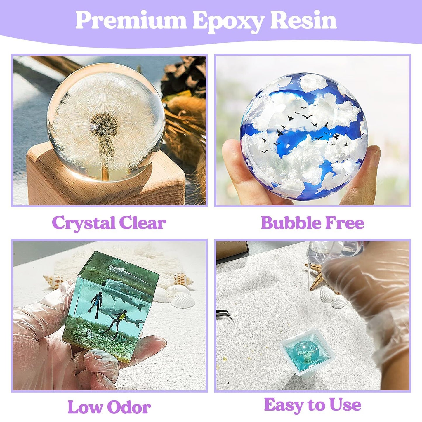LET’S Resin 16OZ Resin Molds Silicone Kit Complete Set Bundle with Sphere, Py...